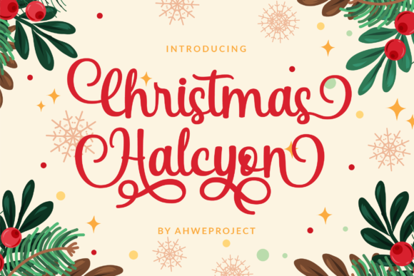 Christmas Halcyon Font: A Handwritten Script for Branding with Heart